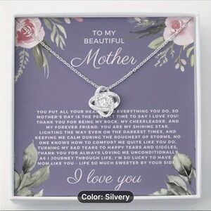1pc Mothers Day Silver Necklace With Card, Without Box, A Special Gift For Mom
